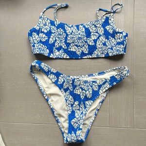 Triangl blue + white bikini set
